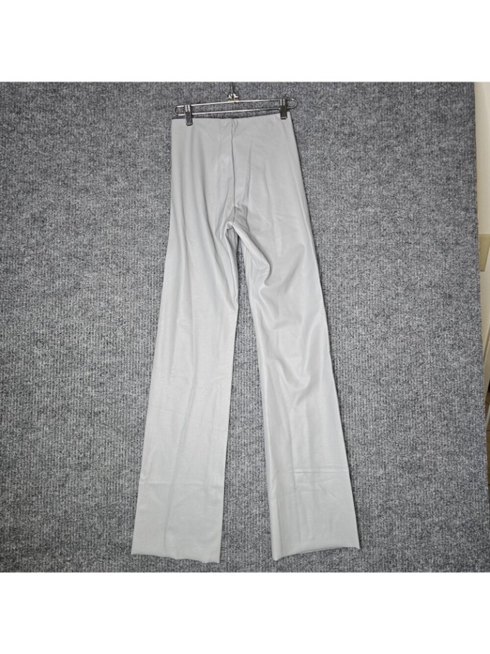NWT SKIMS Faux Leather Boot Cut Pants sz Small S Cement Mid Rise Stretch FLAW - Picture 4 of 6